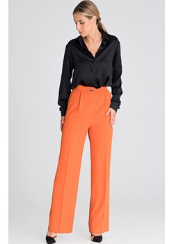 Eleganckie spodnie z szeroką nogawką pomarańczowe M949, Kolor pomarańczowy, Rozmiar S, Figl ze sklepu Primodo w kategorii Spodnie damskie - zdjęcie 163431479