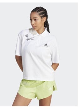 adidas Polo Scribble Embroidery IA3160 Biały Loose Fit ze sklepu MODIVO w kategorii Bluzki damskie - zdjęcie 163433828