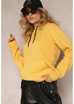 Żółta Bluza z Kapturem i Kieszenią i Polarowym Wykończeniem Dafenna ze sklepu Renee odzież w kategorii Bluzy damskie - zdjęcie 163441587