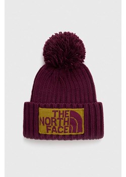 The North Face czapka kolor bordowy z grubej dzianiny ze sklepu ANSWEAR.com w kategorii Czapki zimowe męskie - zdjęcie 163445609