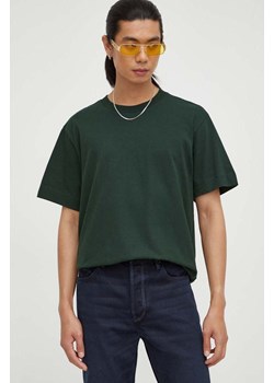 G-Star Raw t-shirt bawełniany kolor zielony gładki ze sklepu ANSWEAR.com w kategorii T-shirty męskie - zdjęcie 163446368