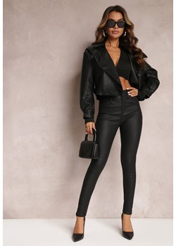 Czarne Spodnie Skinny z Ekoskóry Mozze ze sklepu Renee odzież w kategorii Spodnie damskie - zdjęcie 163447107