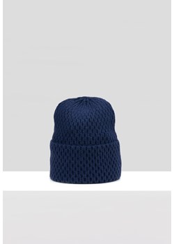Granatowa czapka z angorą ze sklepu Molton w kategorii Czapki zimowe damskie - zdjęcie 163450335