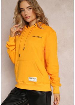 Pomarańczowa Bluza z Nadrukiem na Tyle i Kapturem oraz Kieszonką Stelletta ze sklepu Renee odzież w kategorii Bluzy damskie - zdjęcie 163452445