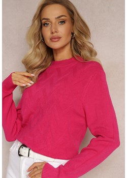 Fuksjowy Sweter Klasyczny z Miękkiej Dzianiny Afonna ze sklepu Renee odzież w kategorii Swetry damskie - zdjęcie 163452475