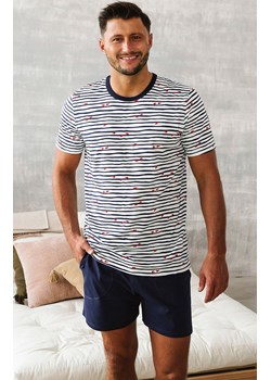 Bawełniana piżama męska Korfu, Kolor biało-granatowy, Rozmiar S, Italian Fashion ze sklepu Intymna w kategorii Piżamy męskie - zdjęcie 163455125