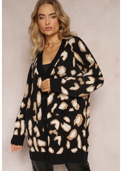 Czarny Luźny Kardigan Zapinany Klimonta ze sklepu Renee odzież w kategorii Swetry damskie - zdjęcie 163456508