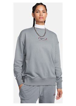 Damska bluza dresowa z półokrągłym dekoltem o kroju oversize Nike Sportswear Phoenix Fleece - Szary ze sklepu Nike poland w kategorii Bluzy damskie - zdjęcie 163460118