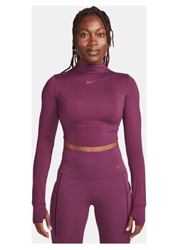 Damska koszulka z długim rękawem o krótkim kroju Nike Dri-FIT One Luxe - Czerwony ze sklepu Nike poland w kategorii Bluzki damskie - zdjęcie 163460475