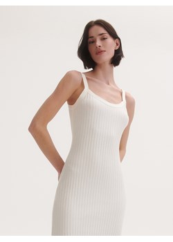 Reserved - Sukienka midi w prążek - złamana biel ze sklepu Reserved w kategorii Sukienki - zdjęcie 163471719