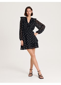 Reserved - Sukienka mini z falbanami - czarny ze sklepu Reserved w kategorii Sukienki - zdjęcie 163472268