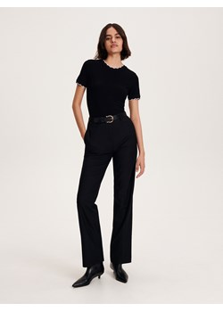 Reserved - T-shirt slim fit - czarny ze sklepu Reserved w kategorii Bluzki damskie - zdjęcie 163473927