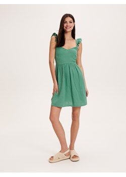Reserved - Bawełniana sukienka mini - zielony ze sklepu Reserved w kategorii Sukienki - zdjęcie 163473958