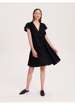 Reserved - Sukienka mini z falbankami - czarny ze sklepu Reserved w kategorii Sukienki - zdjęcie 163474657