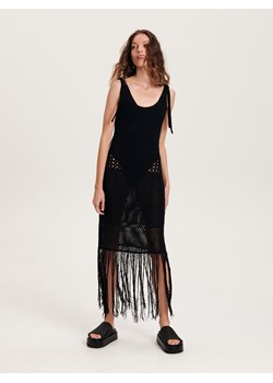 Reserved - Sukienka z frędzlami - czarny ze sklepu Reserved w kategorii Odzież plażowa - zdjęcie 163476727