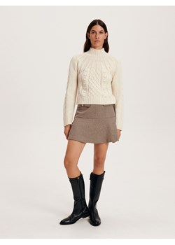 Reserved - Wełniana spódnica - beżowy ze sklepu Reserved w kategorii Spódnice - zdjęcie 163478669