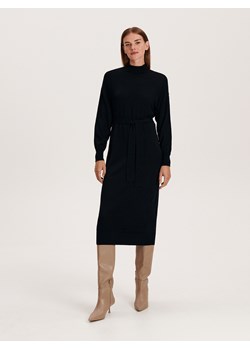 Reserved - Wełniana sukienka midi - czarny ze sklepu Reserved w kategorii Sukienki - zdjęcie 163479767