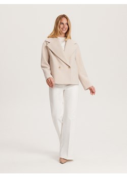 Reserved - Krótka kurtka oversize - kremowy ze sklepu Reserved w kategorii Płaszcze damskie - zdjęcie 163479826