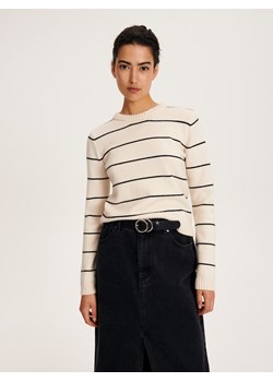 Reserved - Sweter w paski - kremowy ze sklepu Reserved w kategorii Swetry damskie - zdjęcie 163480699