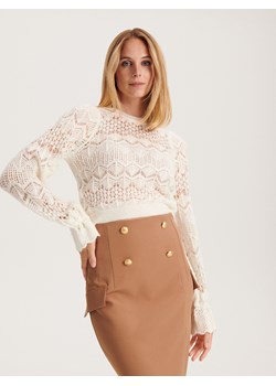 Reserved - Ażurowy sweter - złamana biel ze sklepu Reserved w kategorii Swetry damskie - zdjęcie 163483305