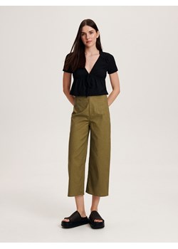 Reserved - Spodnie z lnem - zielony ze sklepu Reserved w kategorii Spodnie damskie - zdjęcie 163483799