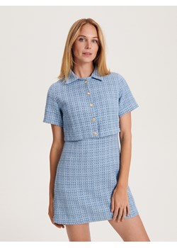 Reserved - Tweedowa sukienka mini - niebieski ze sklepu Reserved w kategorii Sukienki - zdjęcie 163484769