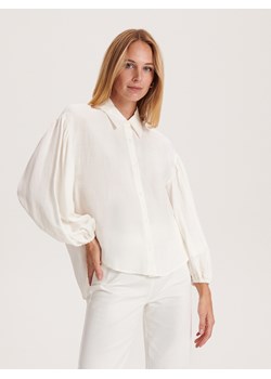 Reserved - Gładka koszula z lnem - złamana biel ze sklepu Reserved w kategorii Koszule damskie - zdjęcie 163485278