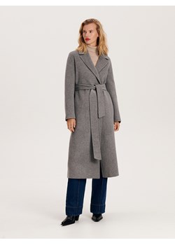 Reserved - Wełniany płaszcz - jasnoszary ze sklepu Reserved w kategorii Płaszcze damskie - zdjęcie 163485459
