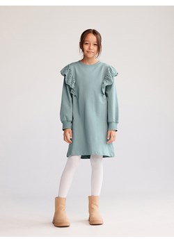 Reserved - Sukienka z ażurową falbaną - jasnoszary ze sklepu Reserved w kategorii Sukienki dziewczęce - zdjęcie 163485699