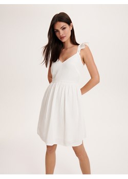 Reserved - Bawełniana sukienka mini - złamana biel ze sklepu Reserved w kategorii Sukienki - zdjęcie 163487347