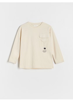 Reserved - Longsleeve oversize z kieszenią - złamana biel ze sklepu Reserved w kategorii T-shirty chłopięce - zdjęcie 163499917