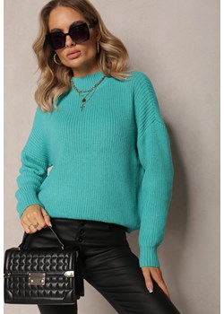 Zielony Sweter Golf z Prążkowanej Dzianiny Ervanna ze sklepu Renee odzież w kategorii Swetry damskie - zdjęcie 163501688