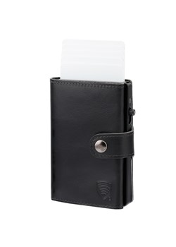 Skórzany portfel z wysuwanymi kartami (czarny) ze sklepu Koruma ID Protection w kategorii Portfele damskie - zdjęcie 163505676