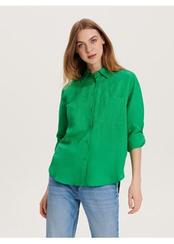 Reserved - Koszula oversize z lnem - zielony ze sklepu Reserved w kategorii Koszule damskie - zdjęcie 163506018