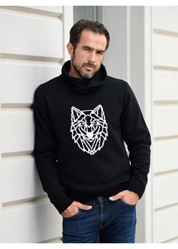 Sweter męski komin - Wilk - czarny - M ze sklepu Swetry Lasota w kategorii Swetry męskie - zdjęcie 163506418
