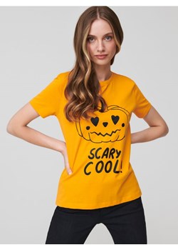 Sinsay - Koszulka z nadrukiem - pomarańczowy ze sklepu Sinsay w kategorii Bluzki damskie - zdjęcie 163527346