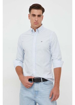 Gant koszula bawełniana męska kolor niebieski regular z kołnierzykiem button-down ze sklepu ANSWEAR.com w kategorii Koszule męskie - zdjęcie 163533946