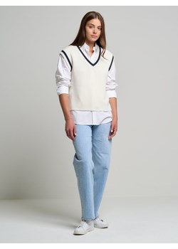 Sweter kamizelka damska biała Veistona 100 ze sklepu Big Star w kategorii Kamizelki damskie - zdjęcie 163539488