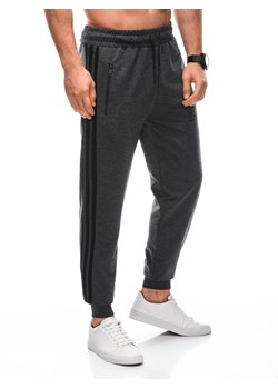 Spodnie męskie dresowe 1414P - grafitowe ze sklepu Edoti w kategorii Spodnie męskie - zdjęcie 163539917