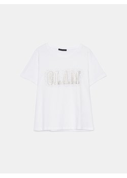 Mohito - Bawełniana koszulka z aplikacją - Biały ze sklepu Mohito w kategorii Bluzki damskie - zdjęcie 163551568