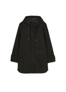 Cropp - Czarny płaszcz z kapturem - czarny ze sklepu Cropp w kategorii Płaszcze damskie - zdjęcie 163551976