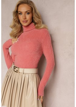 Różowy Dopasowany Golf z Wełną i Ściągaczami Pacienche ze sklepu Renee odzież w kategorii Swetry damskie - zdjęcie 163552539