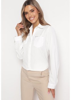 Biała Koszula z Kieszeniami w Cyrkonie Atecanta ze sklepu Born2be Odzież w kategorii Koszule damskie - zdjęcie 163563979