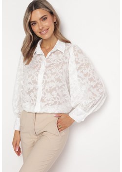 Biała Koszula z Koronkowej Tkaniny Arelena ze sklepu Born2be Odzież w kategorii Koszule damskie - zdjęcie 163570075