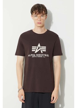 Alpha Industries t-shirt bawełniany Basic T-Shirt męski kolor brązowy z nadrukiem 100501.696 ze sklepu PRM w kategorii T-shirty męskie - zdjęcie 163571716