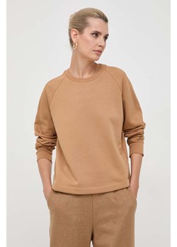 Max Mara Leisure bluza damska kolor brązowy z nadrukiem ze sklepu ANSWEAR.com w kategorii Bluzy damskie - zdjęcie 163575736