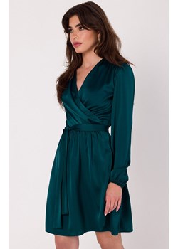 Rozkloszowana sukienka satynowa w kolorze butelkowej zieleni K175, Kolor butelkowa zieleń, Rozmiar L/XL, makover ze sklepu Primodo w kategorii Sukienki - zdjęcie 163579067