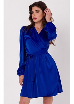 Rozkloszowana sukienka satynowa w kolorze szafirowym K175, Kolor szafirowy, Rozmiar L/XL, makover ze sklepu Primodo w kategorii Sukienki - zdjęcie 163579076