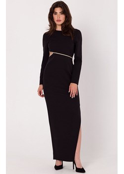 Sukienka maxi z wycięciem w talii czarna K180, Kolor czarny, Rozmiar L, makover ze sklepu Primodo w kategorii Sukienki - zdjęcie 163579096