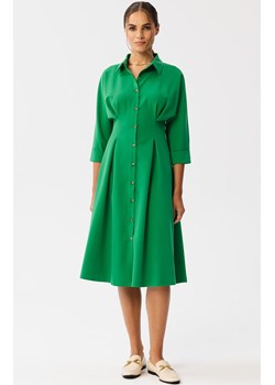 Sukienka szmizjerka z zakładkami w talii w soczystej zieleni S351, Kolor zielony, Rozmiar S, Stylove ze sklepu Primodo w kategorii Sukienki - zdjęcie 163579175